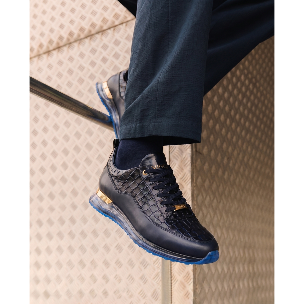 Vinci The Marseille Navy Blue Leather Men Sneaker