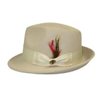 Men BENTLY HEADWEAR Hat Australian Wool Pinch Front Fedora Hudson HU429 Bone