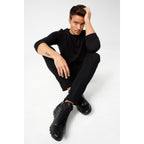 The Houston Leather Black Lace-Up Casual Men Boot with a Zipper