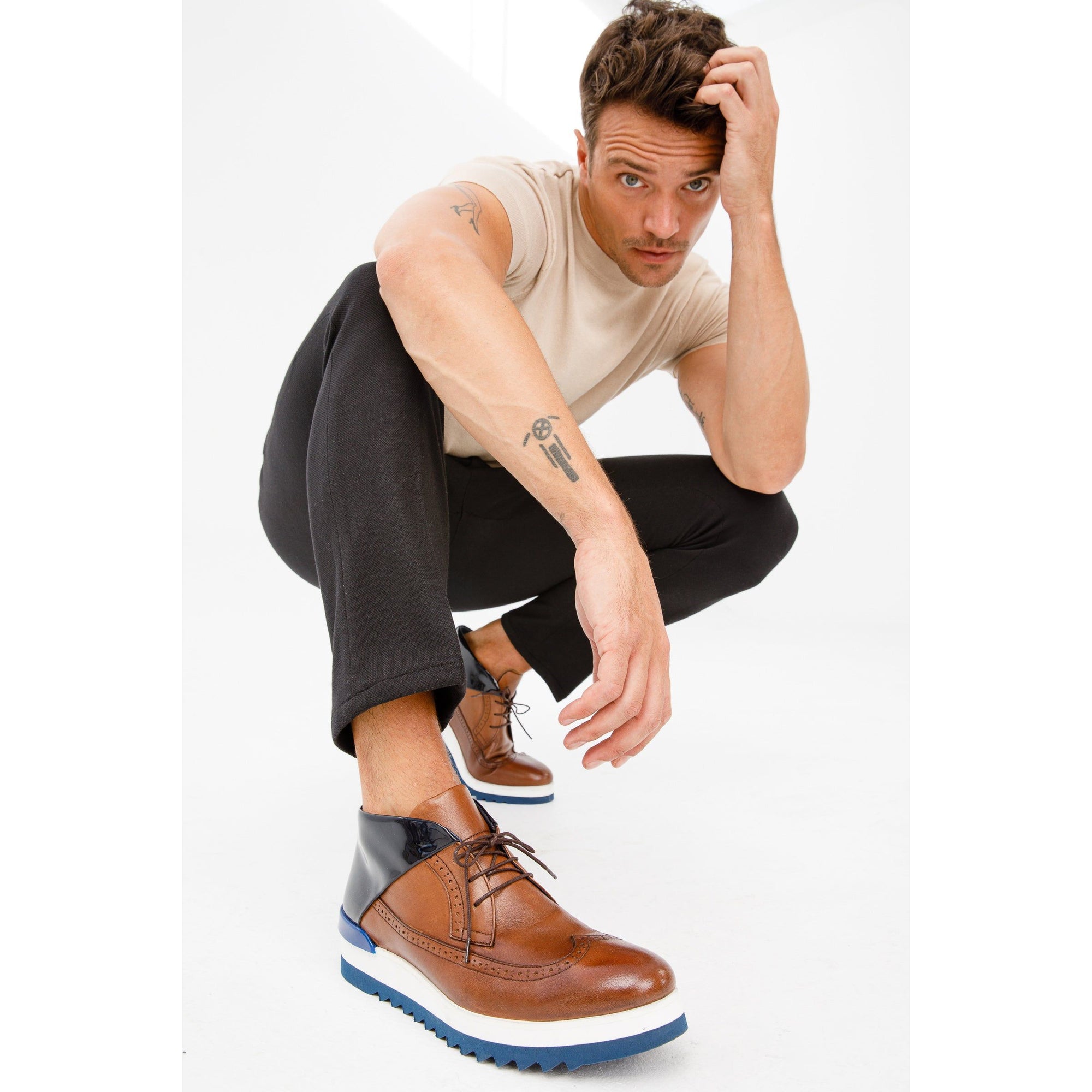 The Kagan Tan Wingtip Chukka Men Sneaker Boot