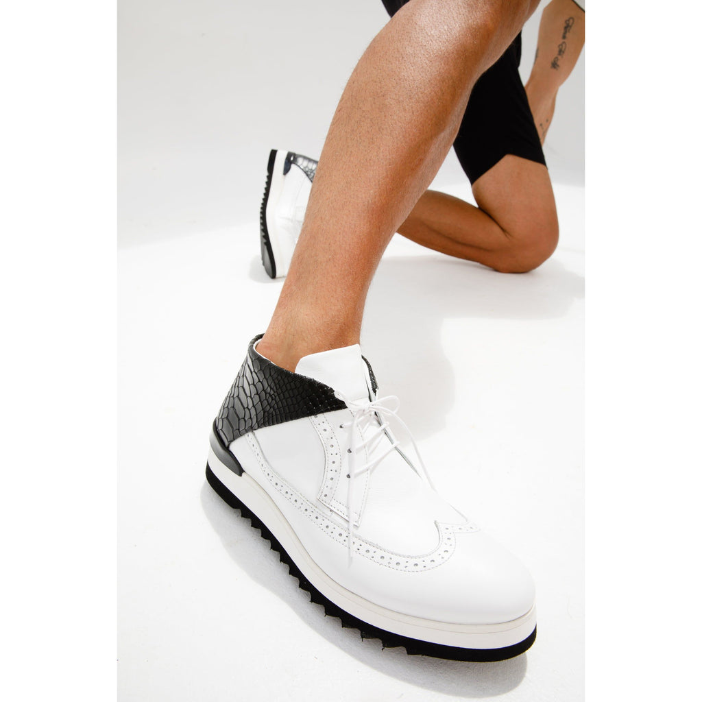 The Kagan White Wingtip Chukka Men Sneaker Boot