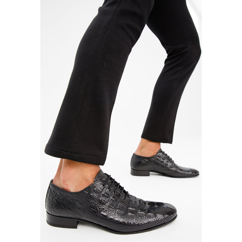 The Randor Black Crocodile Leather Oxford Men Shoe