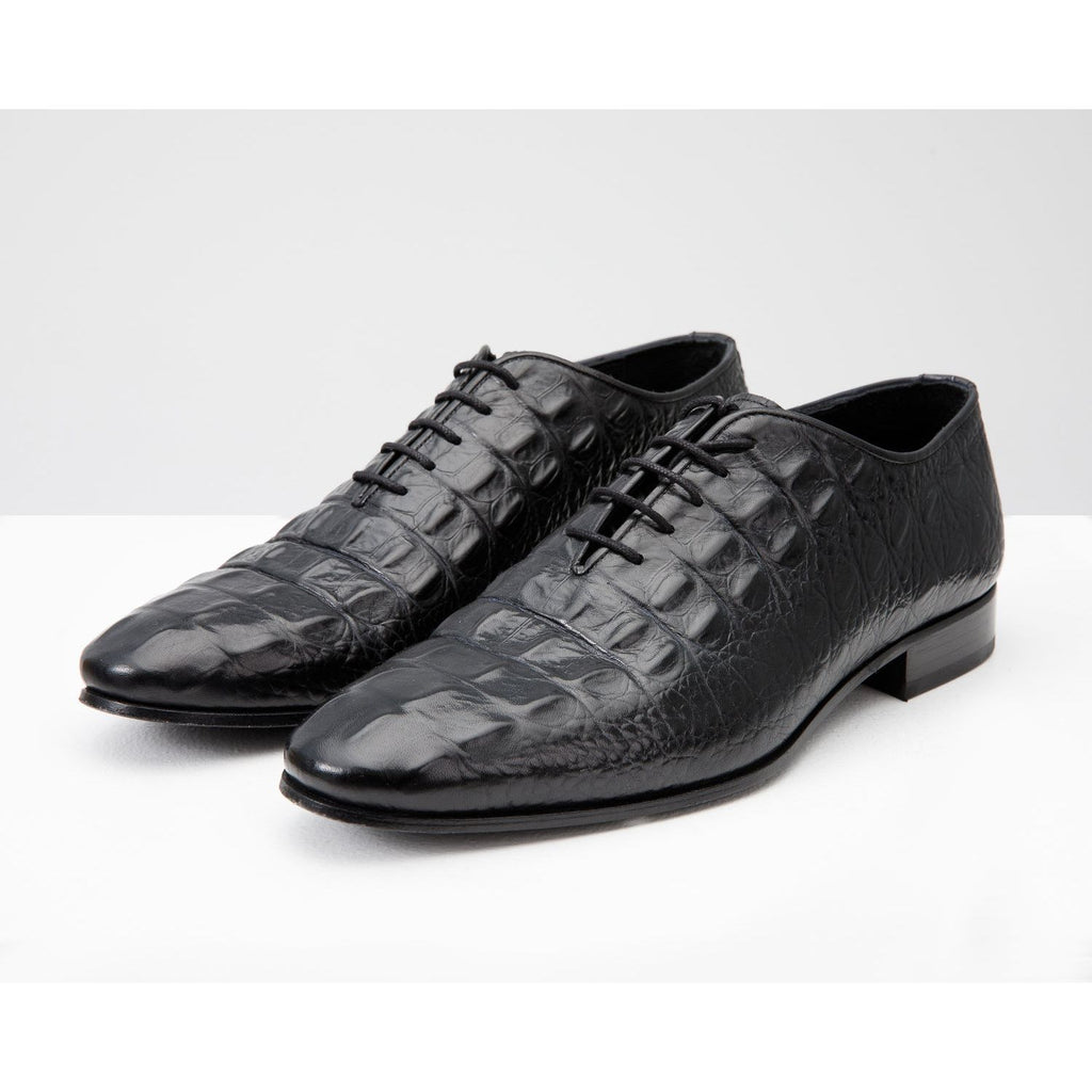The Randor Black Crocodile Leather Oxford Men Shoe