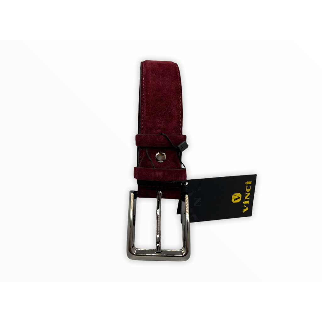 The Bari Burgundy Suede Leather Belt
