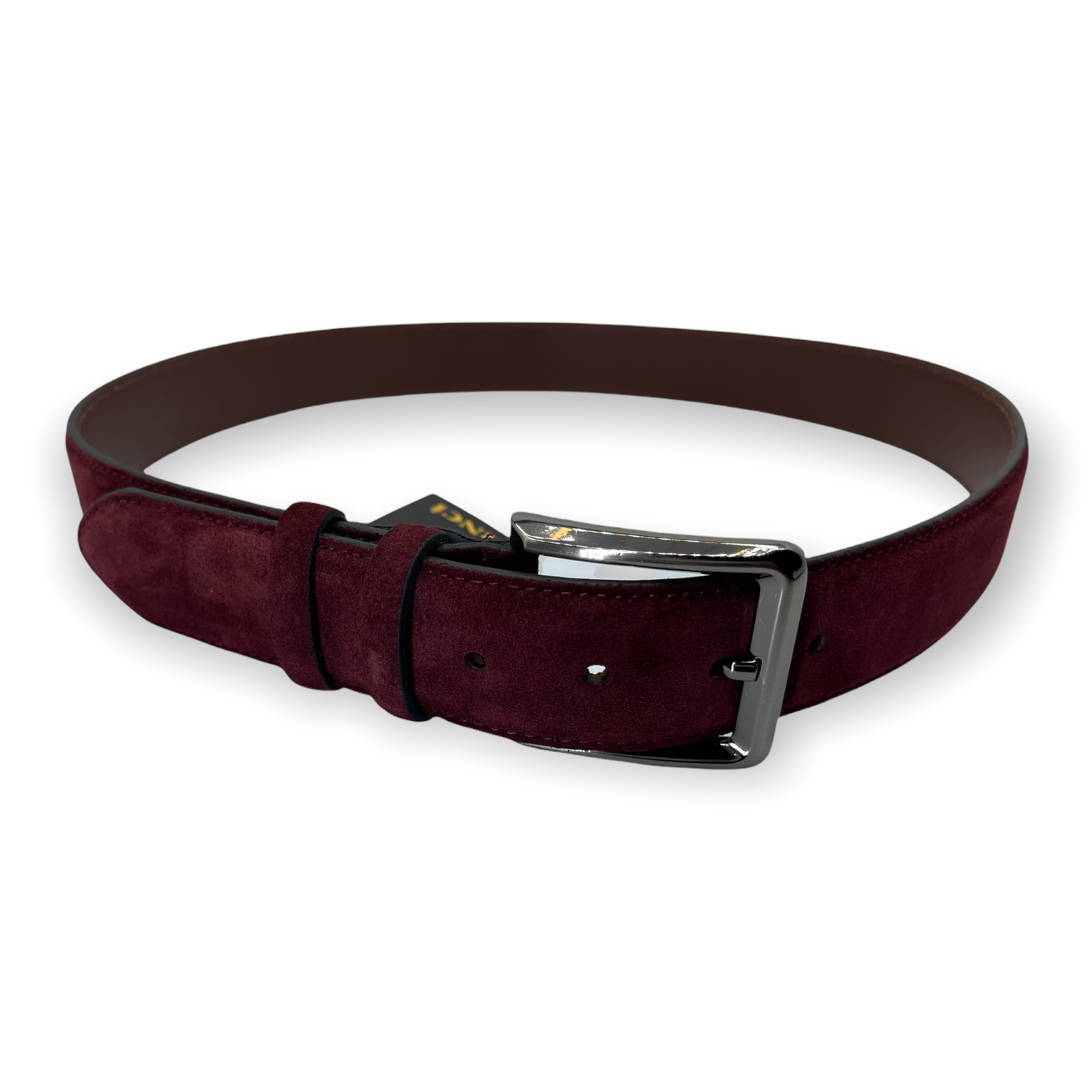 The Bari Burgundy Suede Leather Belt