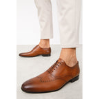 The Roma Tan Leather Wingtip Oxford Men Shoe