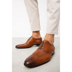 The Roma Tan Leather Wingtip Oxford Men Shoe