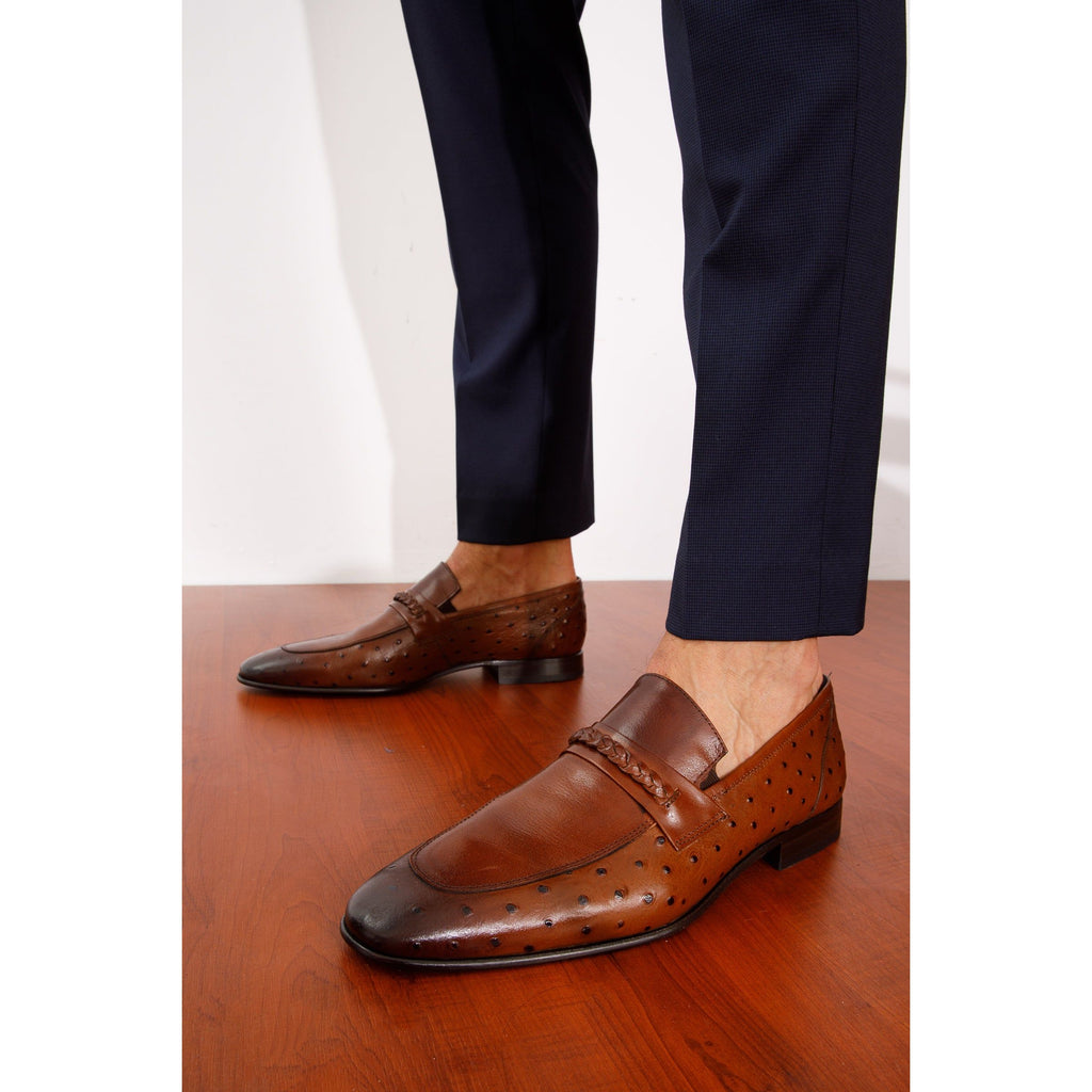 The Johannesburg Brown Leather Dress Loafer Men  Shoe
