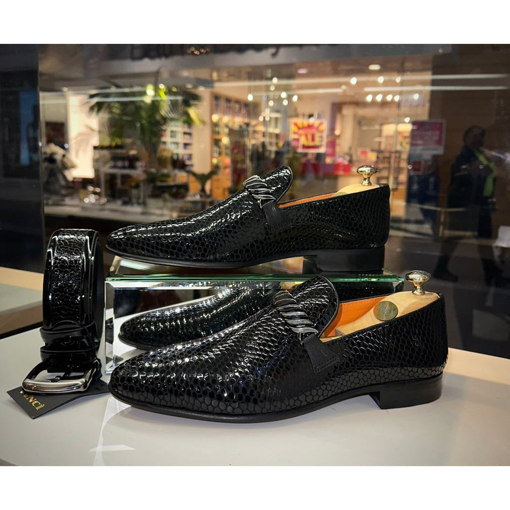 Vinci The King Black Bit Dress Loafer Men Shoes