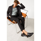 The Grand Woven Leather Black  Men Shoe Penny Loafer