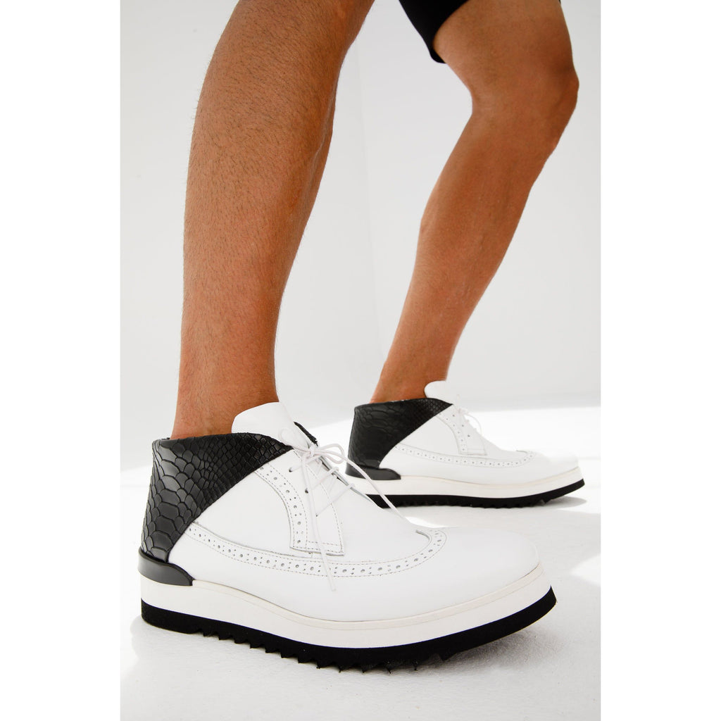 The Kagan White Wingtip Chukka Men Sneaker Boot