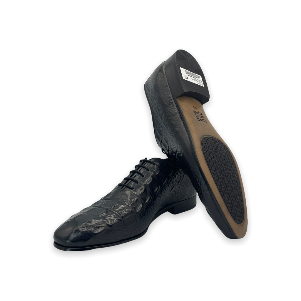 The Randor Black Crocodile Leather Oxford Men Shoe