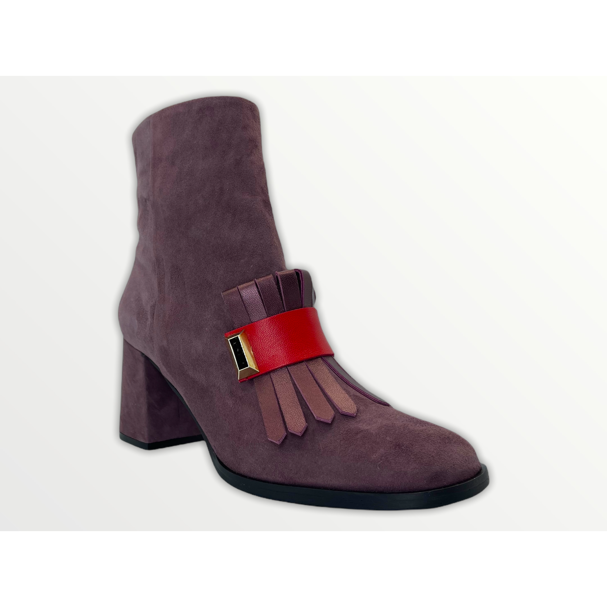 The Luksor Rose Suede Leather Block Heel Women Boot