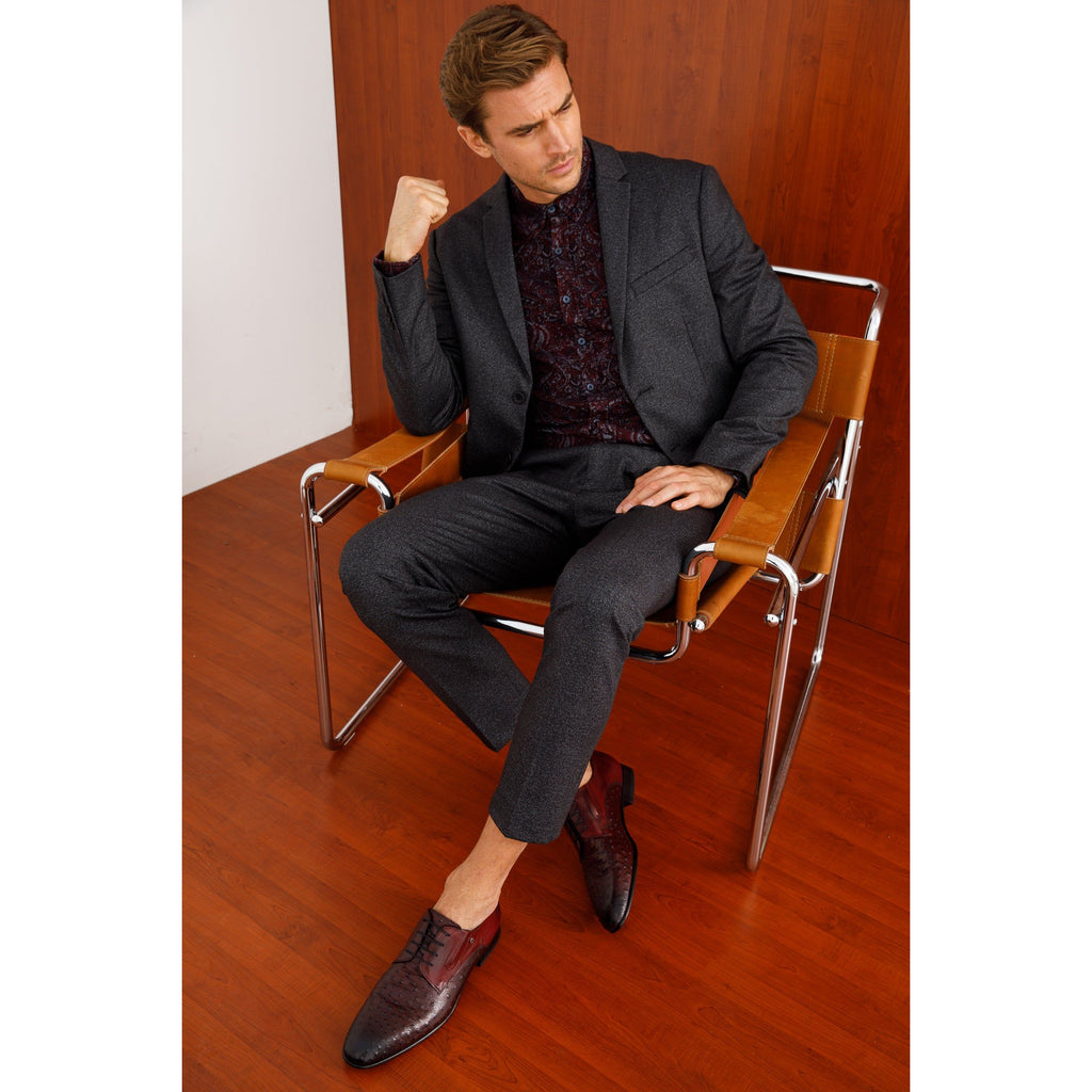 The Porto Alegre Burgundy Leather Derby Men Shoe