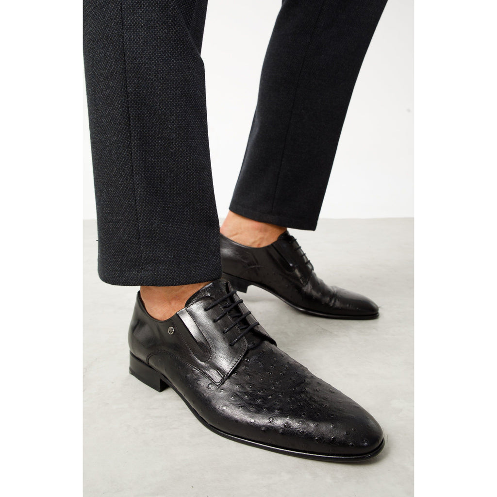 The Porto Alegre Black Leather Derby Men Shoe