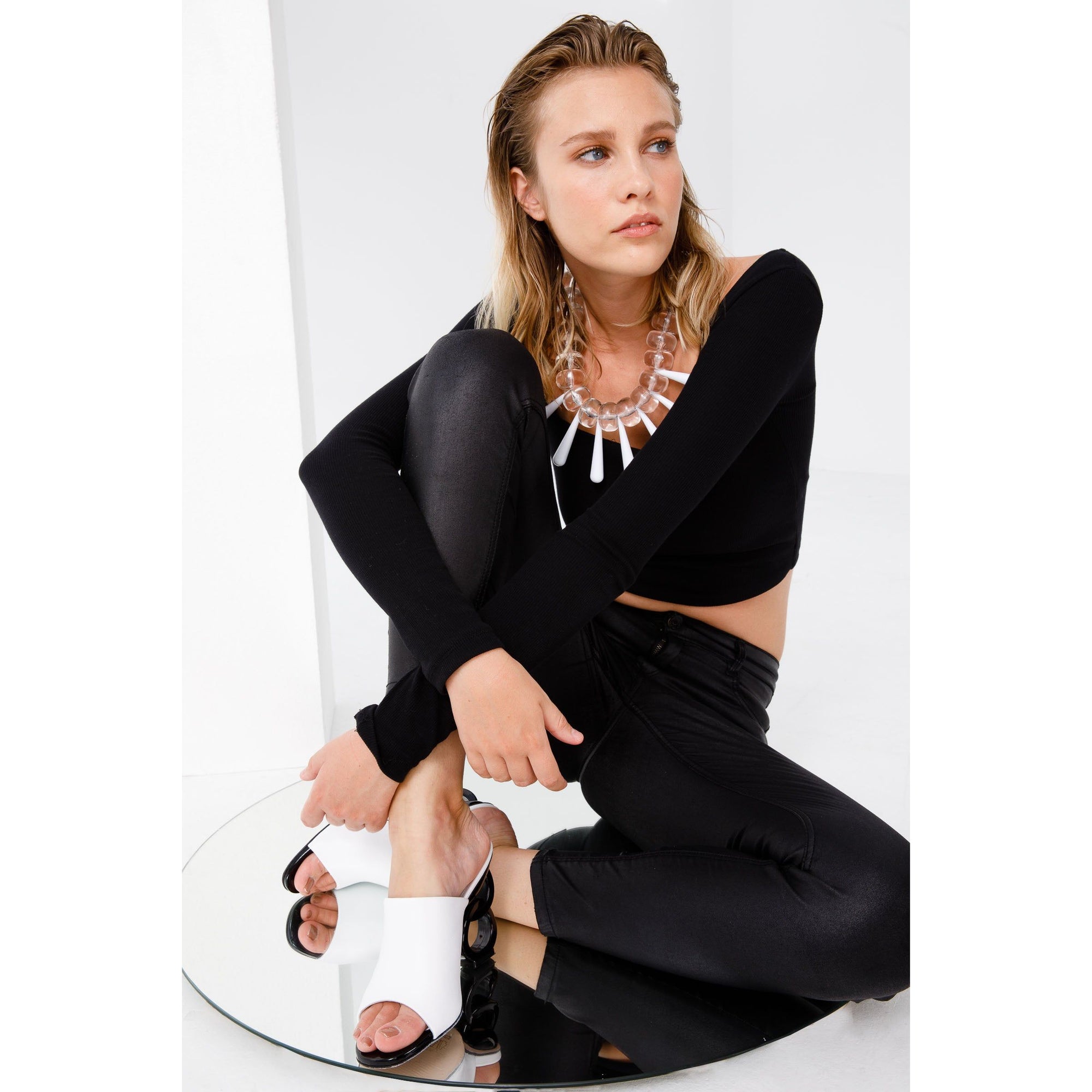 The Cymmer White Leather Women Sandal
