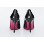The Ege Black Leather Pump Fuchsia Sole Women Shoe