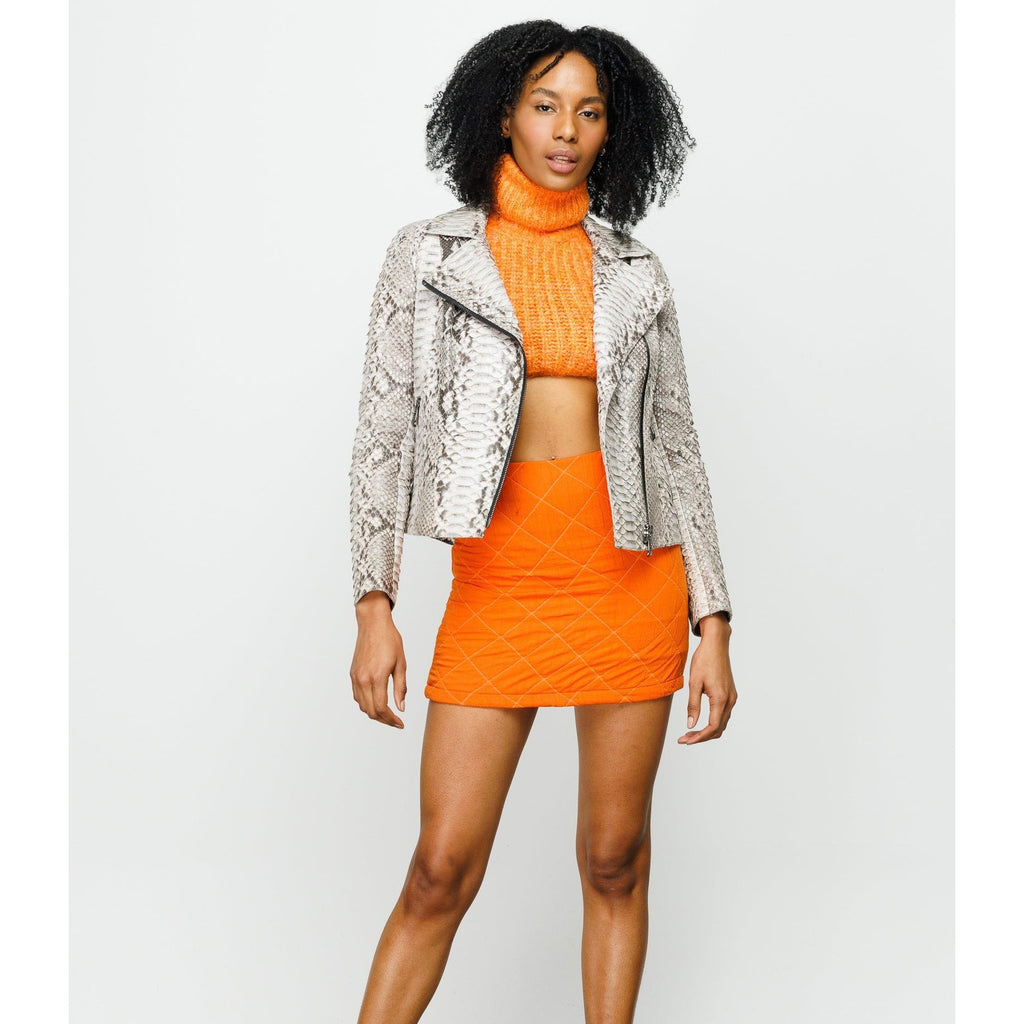 The Queen Pythn Leather Naturel Color Skin Women Jacket