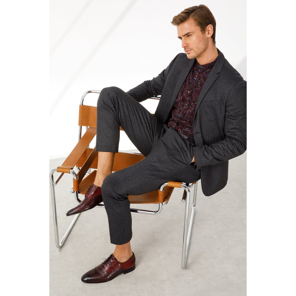 The Porto Alegre Burgundy Leather Derby Men Shoe