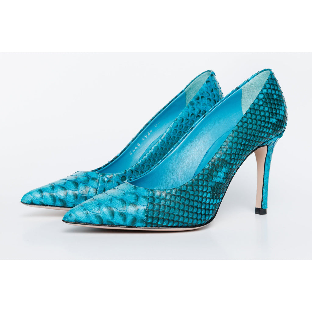 Turquoise Python Pumps The Queenn Turquoise Snake Leather Pump Women Shoe – J.Valintin Men's ...