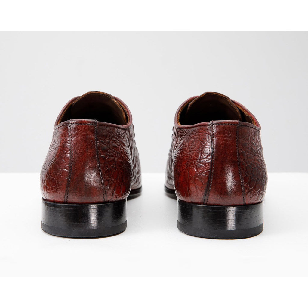 The Randor Burgundy Crocodile Leather Oxford Men Shoe