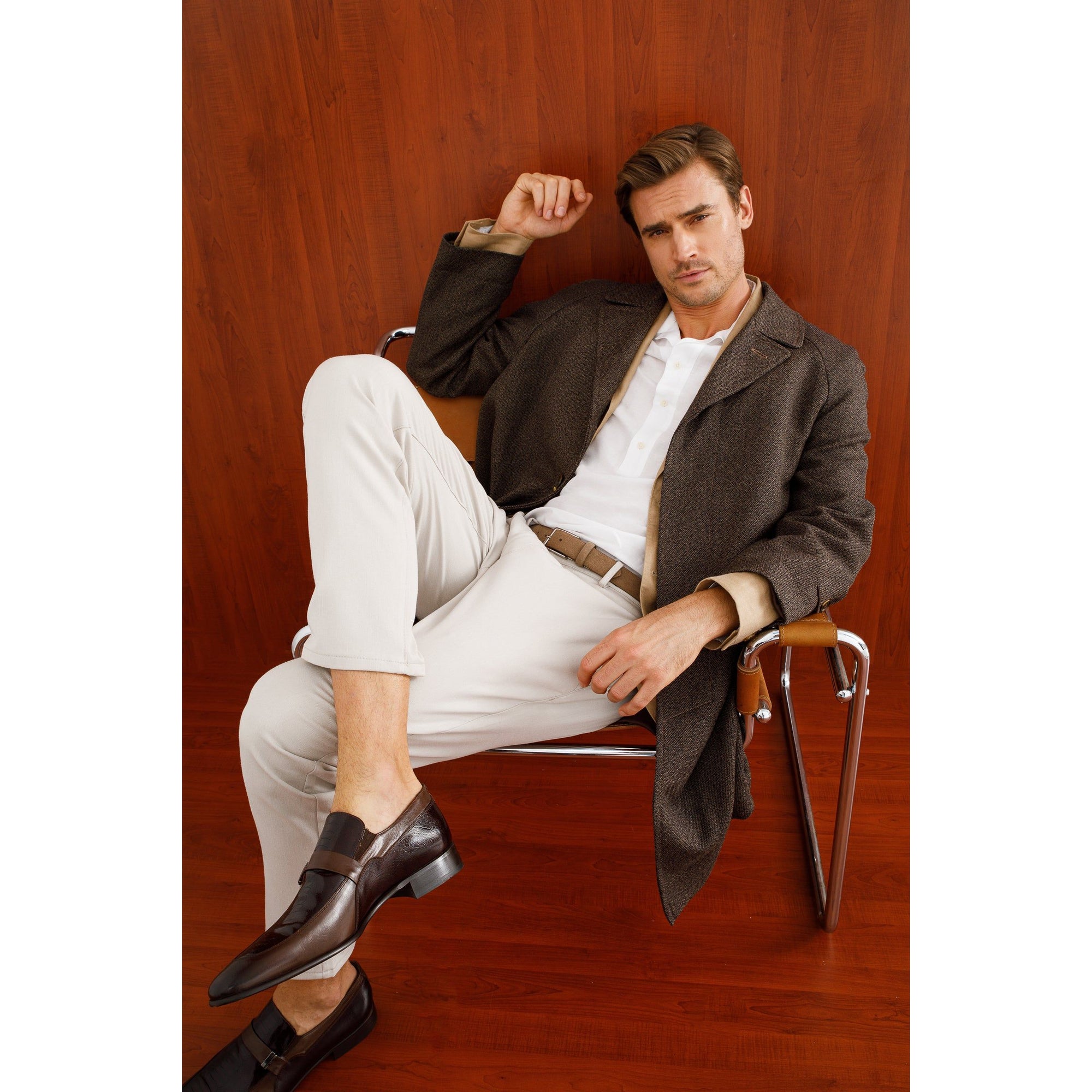 The Kazablanka Brown Leather Bit Loafer Men  Shoe