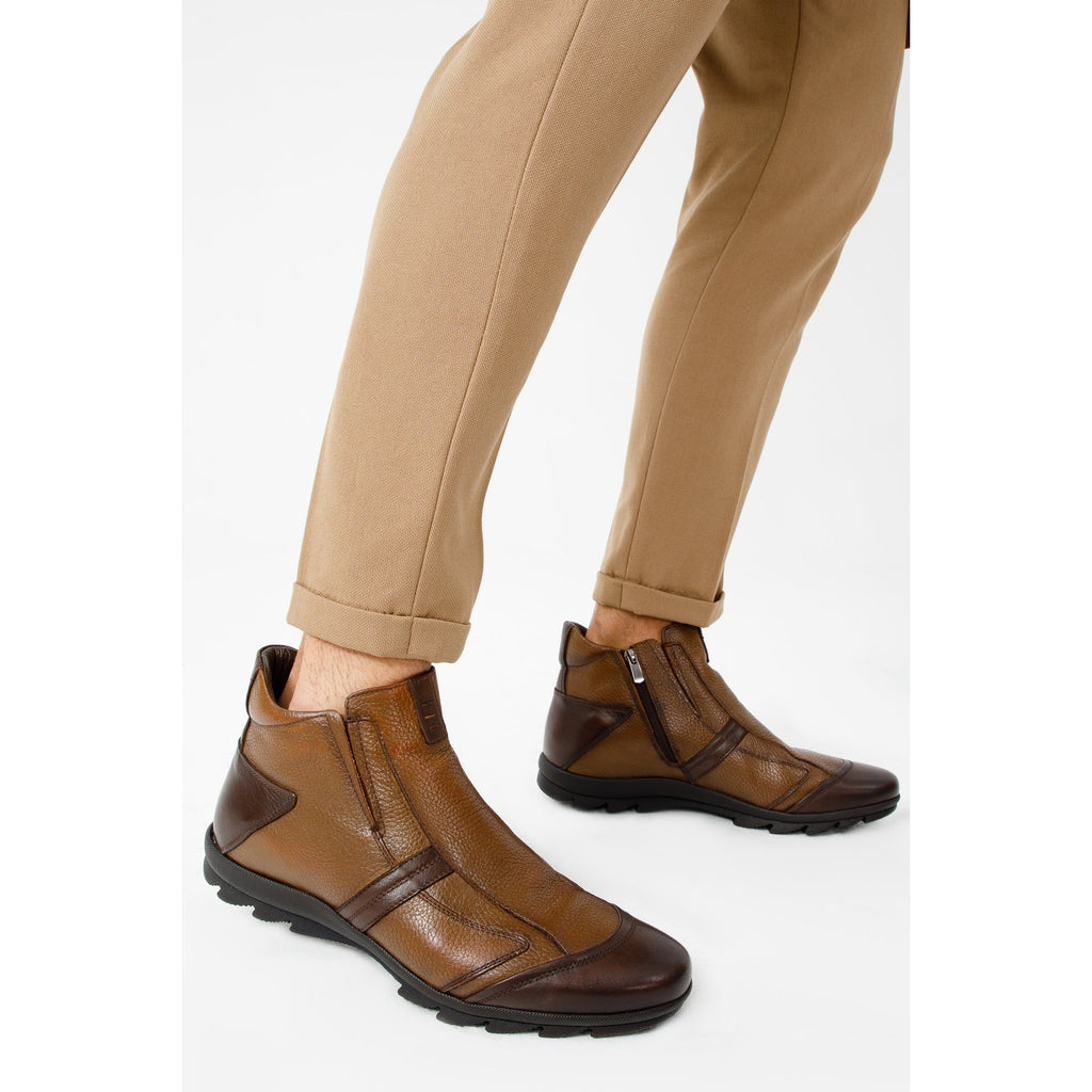 The Montreal Brown Leather Casual Zip-Up Ankle Men Boot