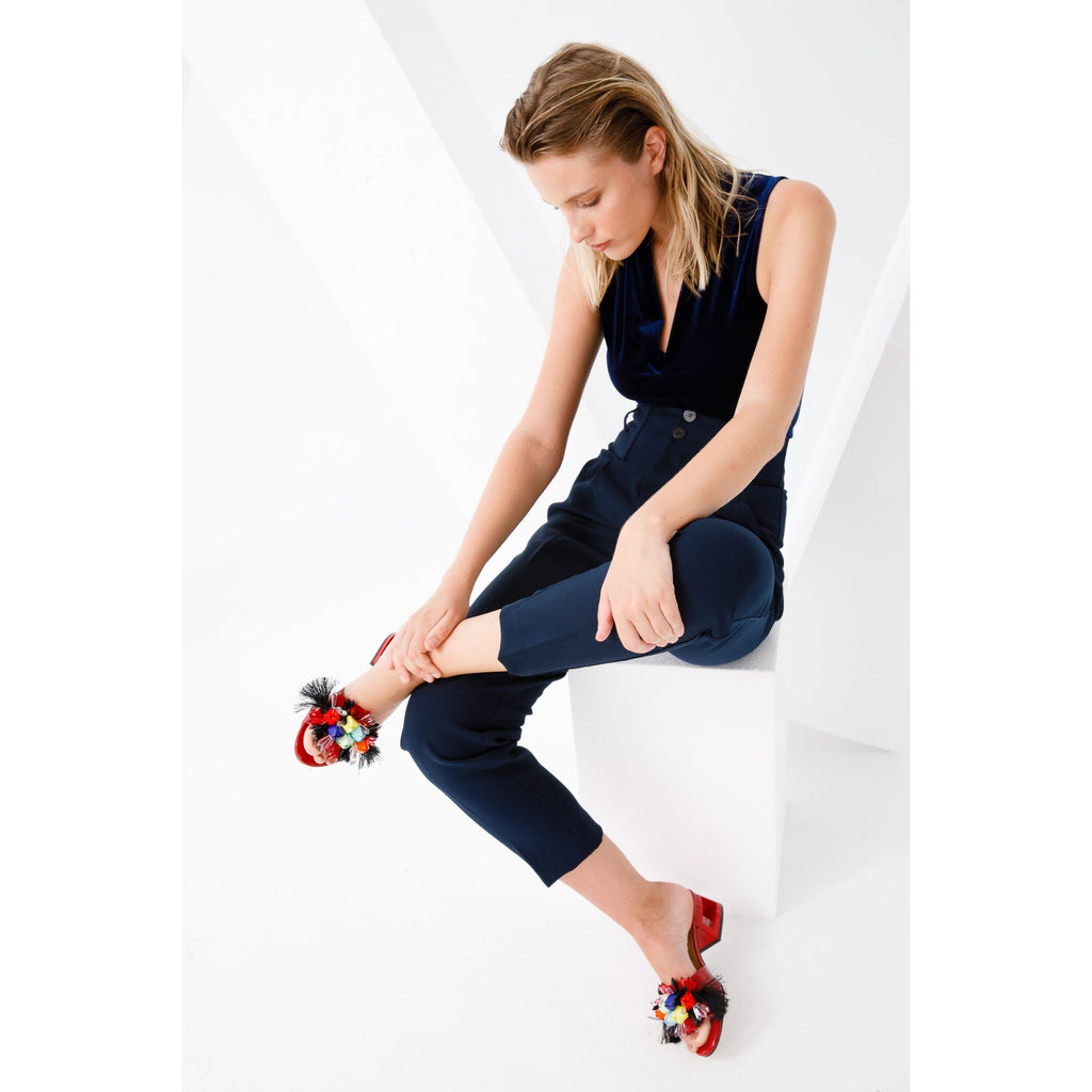 The Vigo Red Leather Block Heel Women Sandal