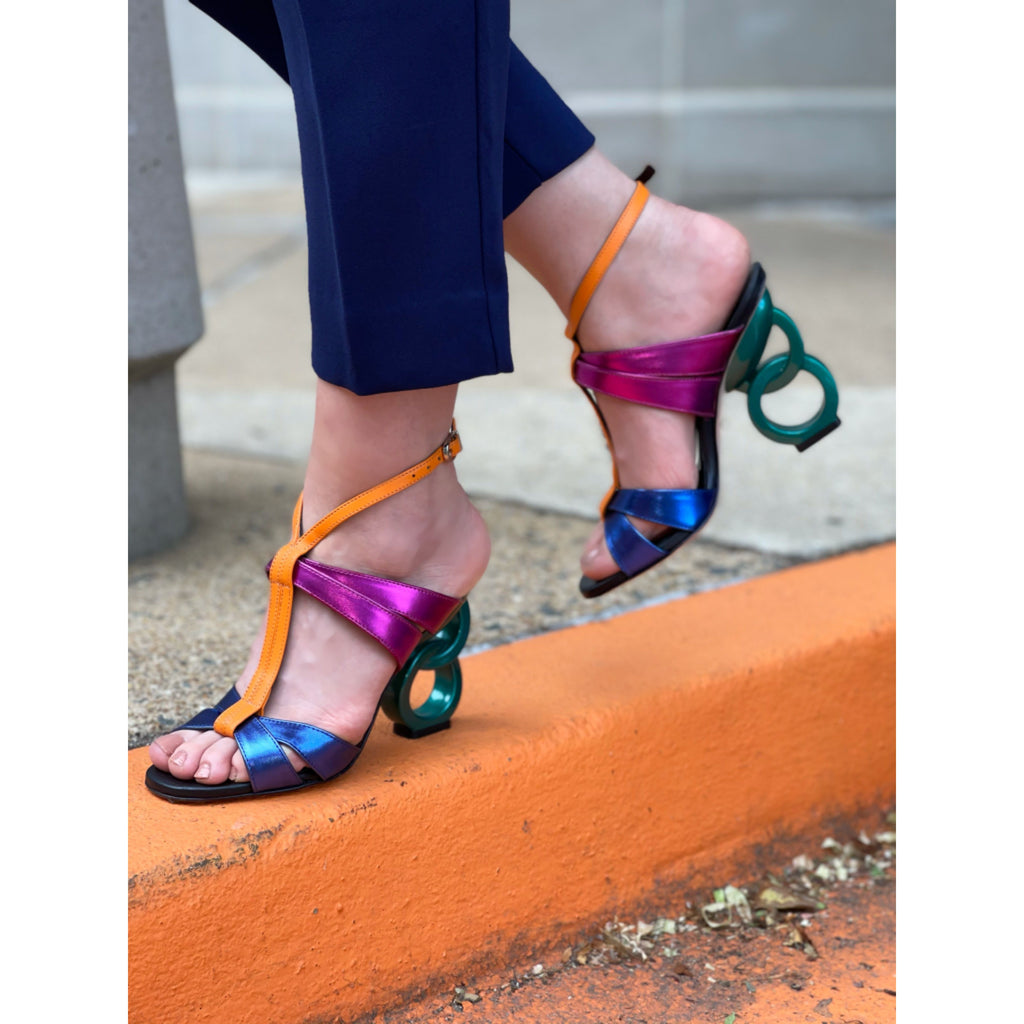 The Duffryn Multicolor T-Strap Leather Women Sandal