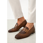 Vinci The Vatra Tan Woven Double Monk Strap Men Shoes