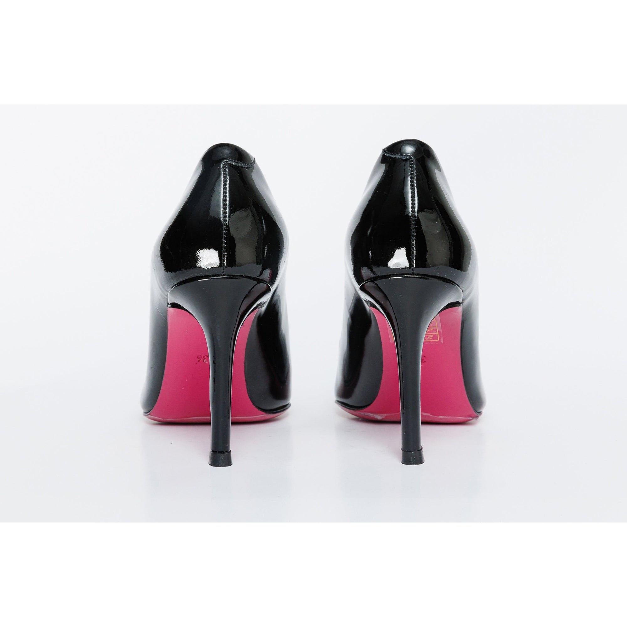 The Ege Black Patent Leather Pump Fuchsia Sole Women Shoe