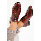 The Randor Burgundy Crocodile Leather Oxford Men Shoe