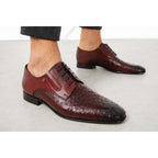 The Porto Alegre Burgundy Leather Derby Men Shoe