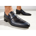 The Kazablanka Navy Leather Bit Loafer Men  Shoe