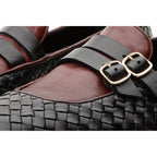 The Vatra Black & Burgundy Woven Double Monk Strap Men Shoe
