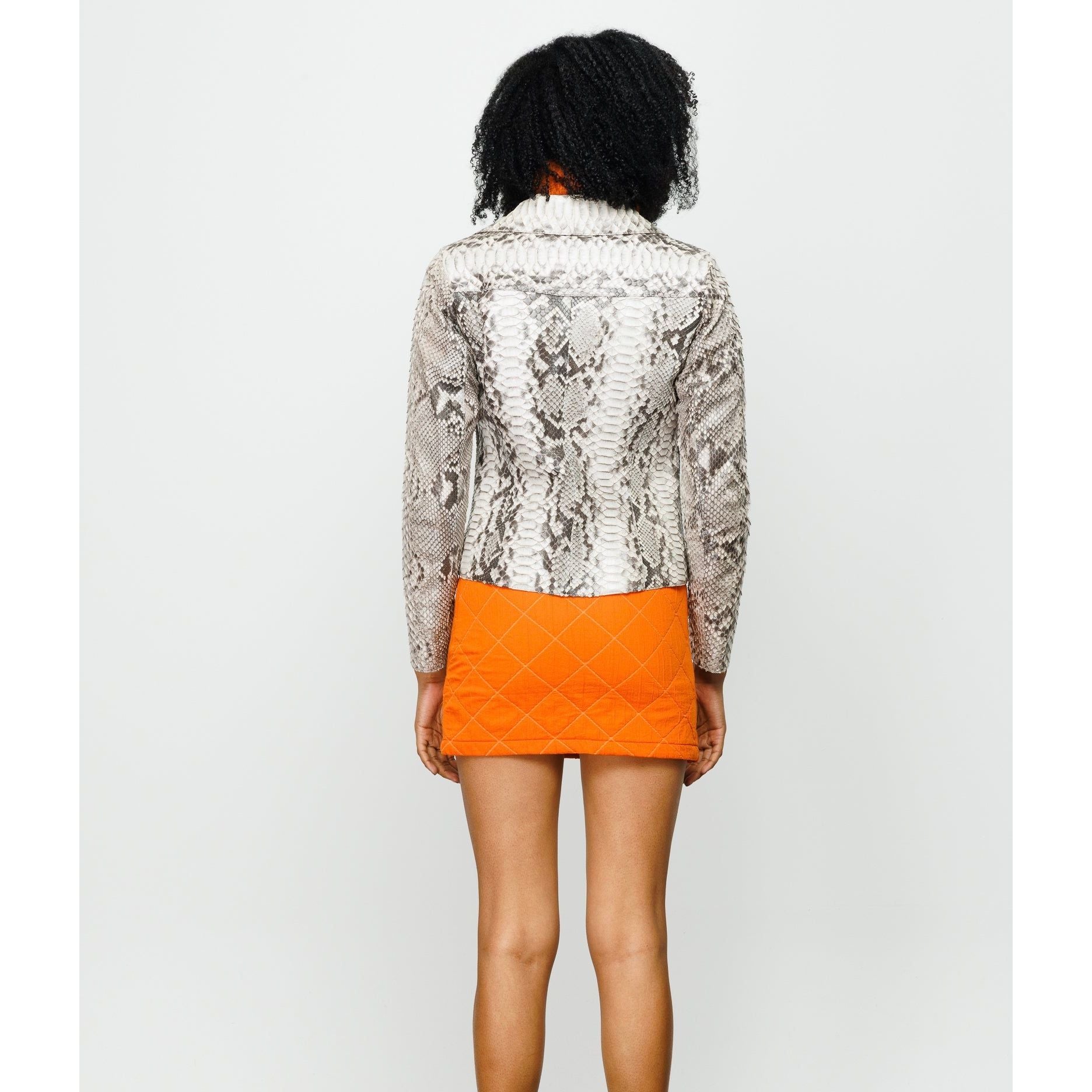 The Queen Pythn Leather Naturel Color Skin Women Jacket
