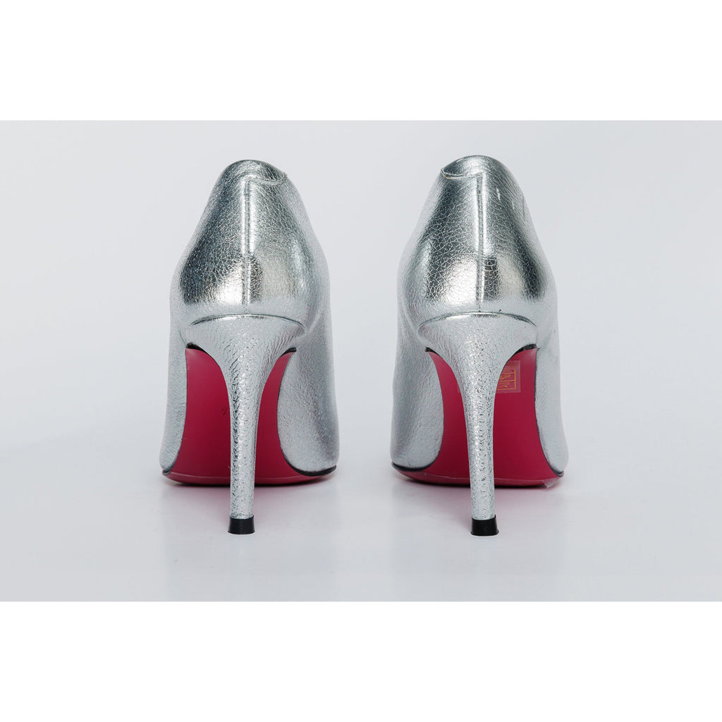 The Ege Silver Leather Pump Fuchsia Sole Women Shoe