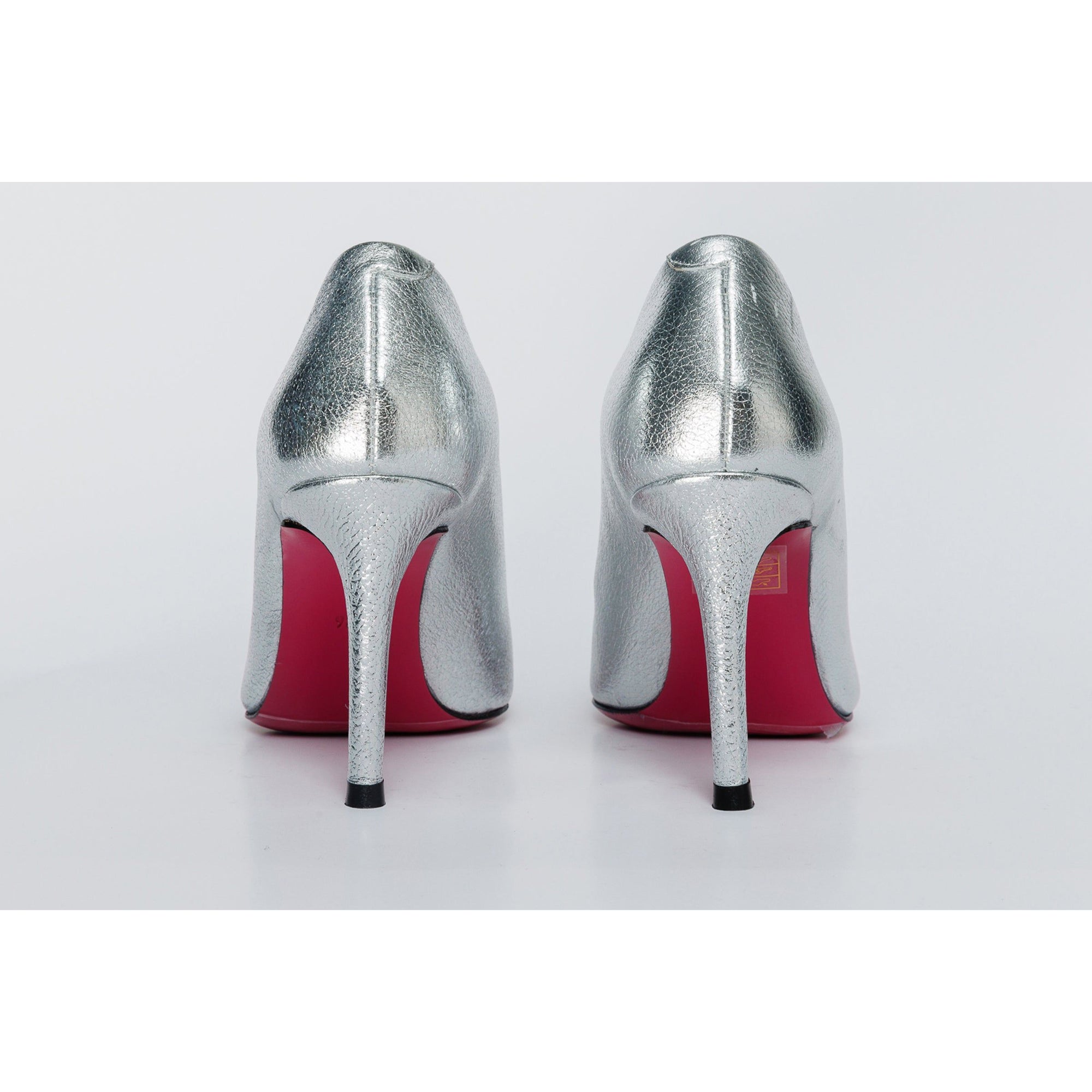 The Ege Silver Leather Pump Fuchsia Sole Women Shoe