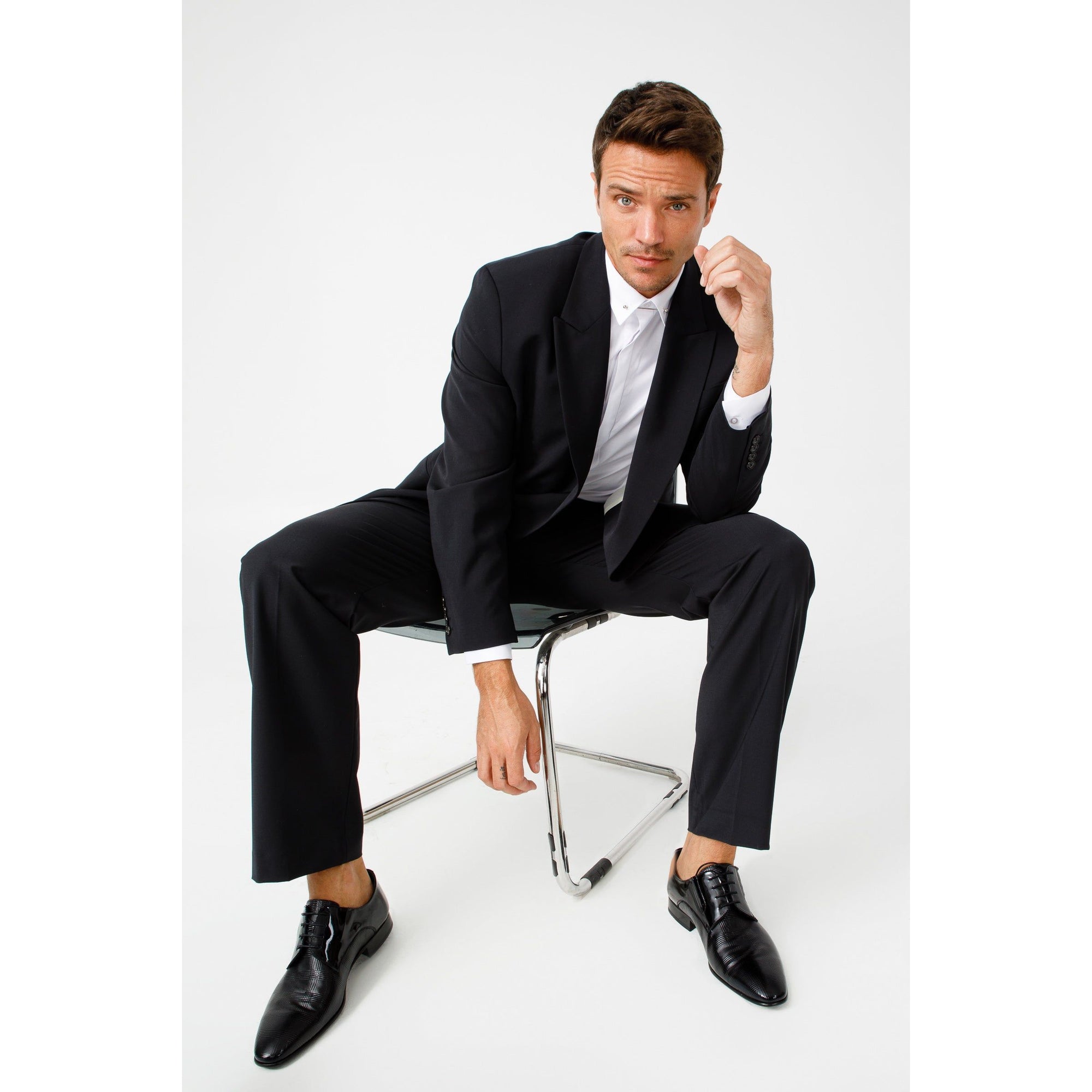 The San Severo Black Patent Leather Derby Men Shoe
