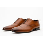 The Roma Tan Leather Wingtip Oxford Men Shoe