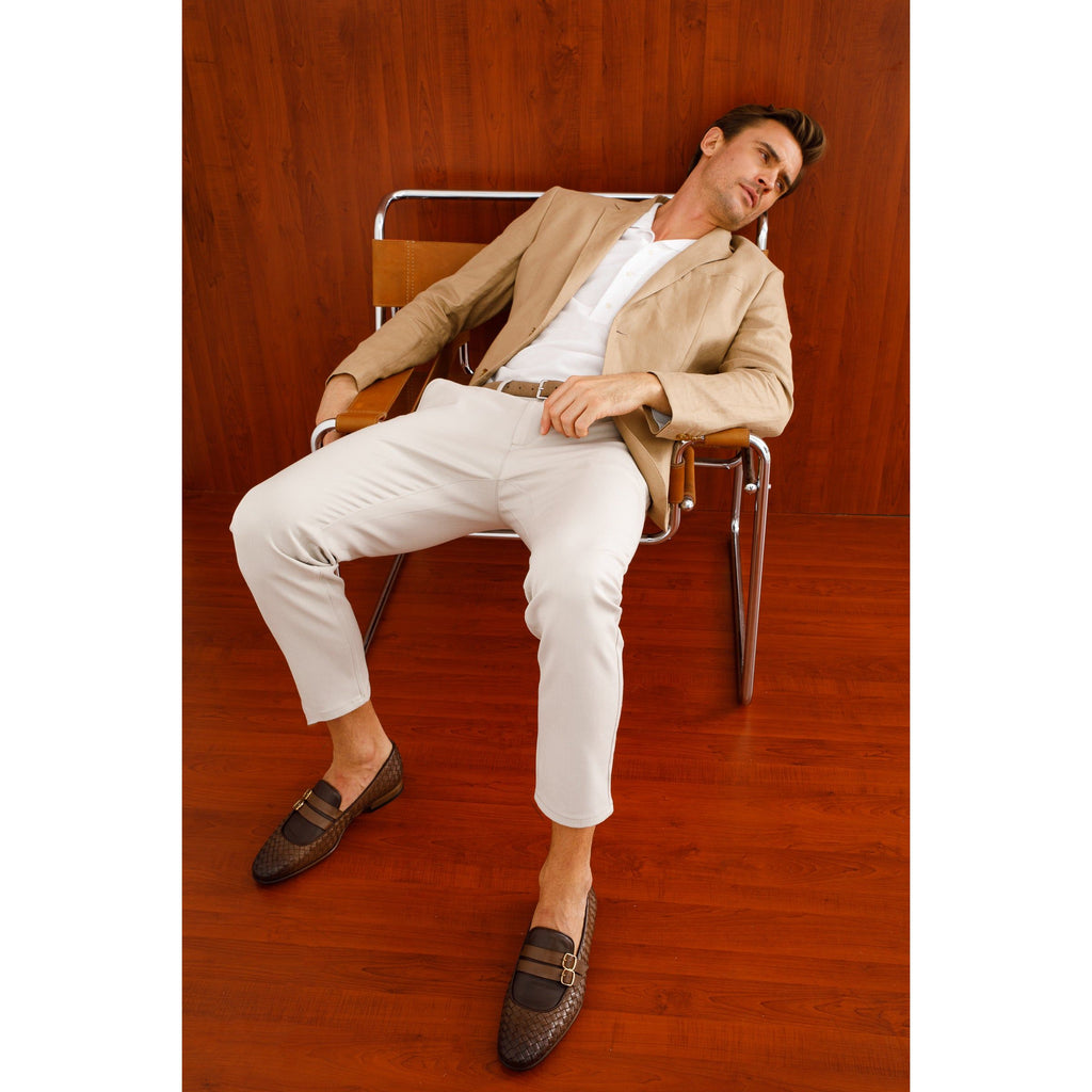 Vinci The Vatra Tan Woven Double Monk Strap Men Shoes
