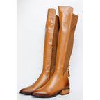 The Fairoks Tan Leather Knee High Women Boot