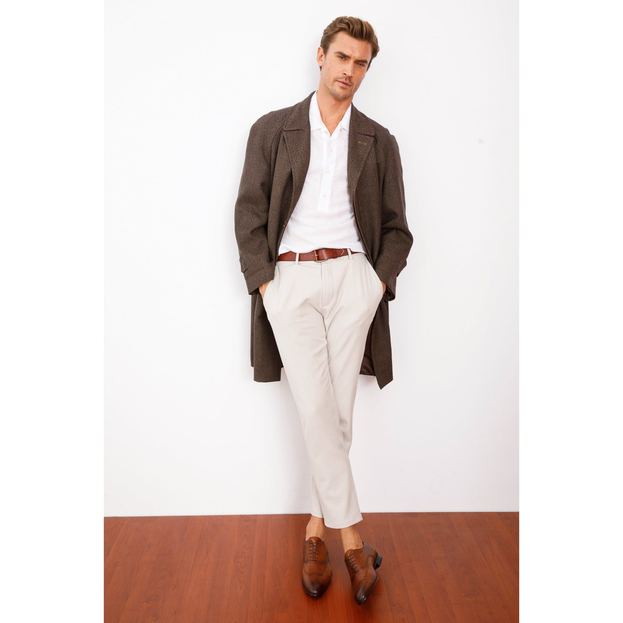 The Roma Tan Leather Wingtip Oxford Men Shoe