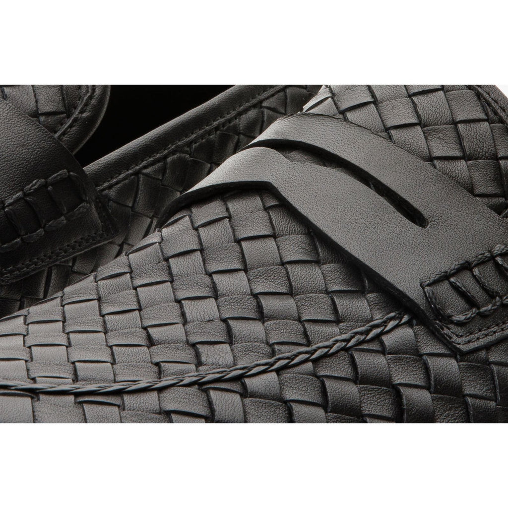 The Grand Woven Leather Black  Men Shoe Penny Loafer