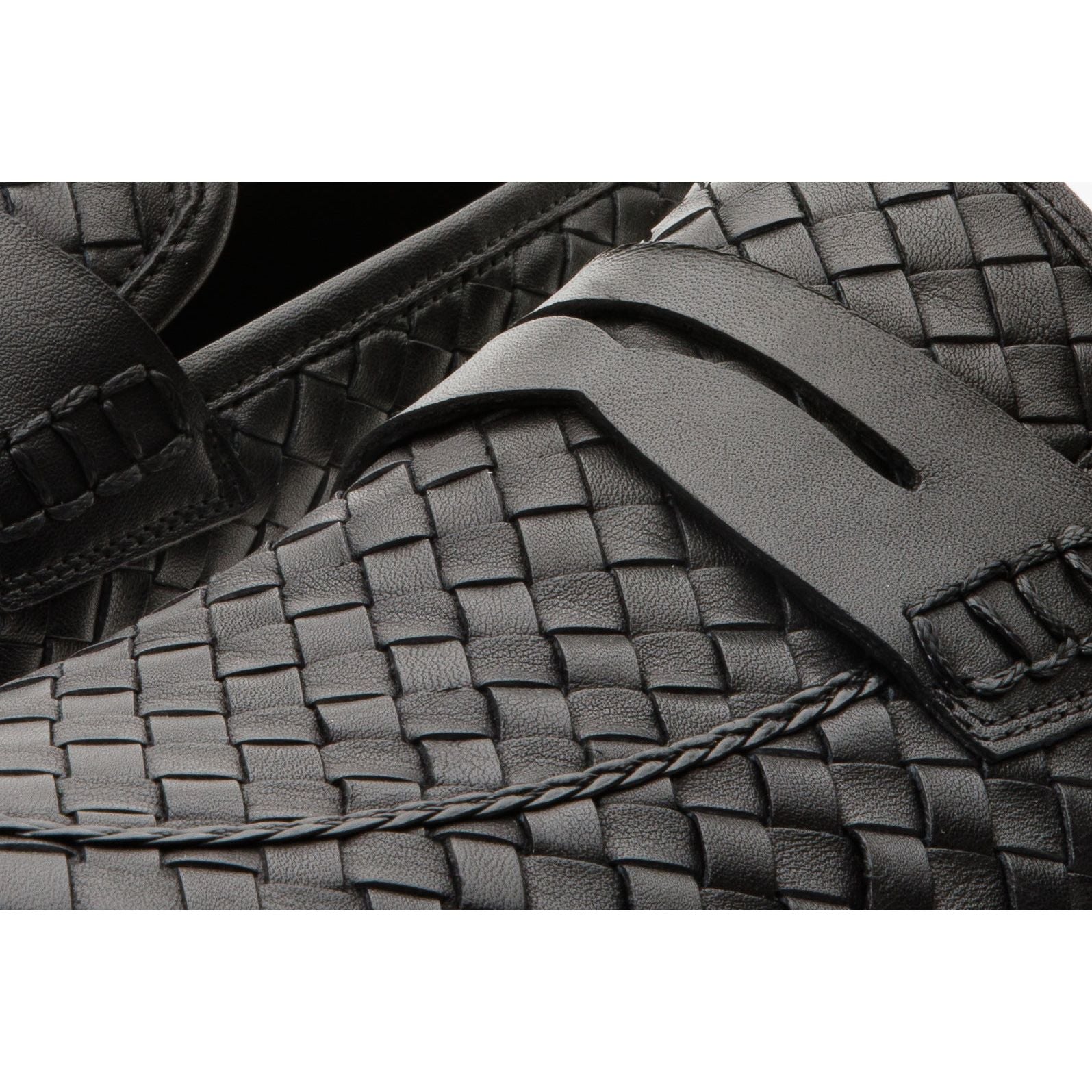 The Grand Woven Leather Black  Men Shoe Penny Loafer