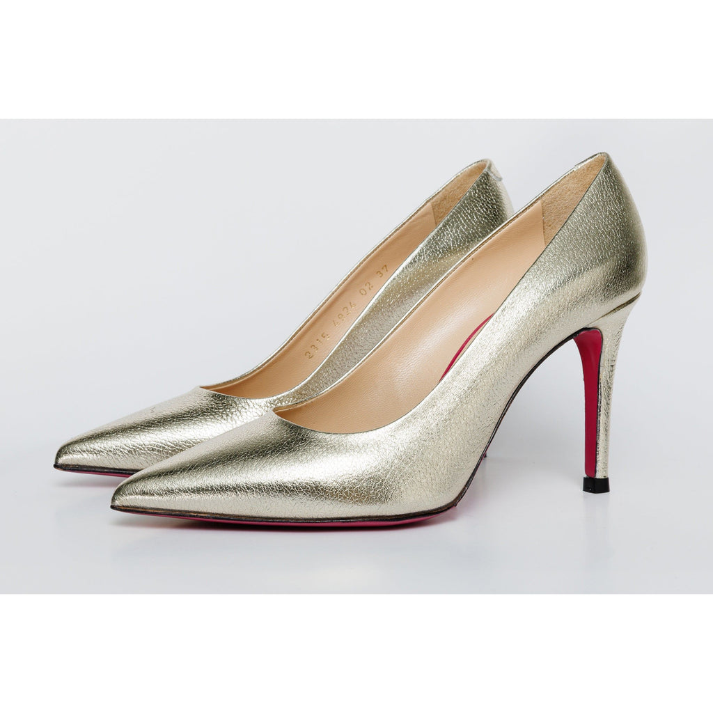 The Ege Gold Leather Pump Fuchsia Sole Women Shoe