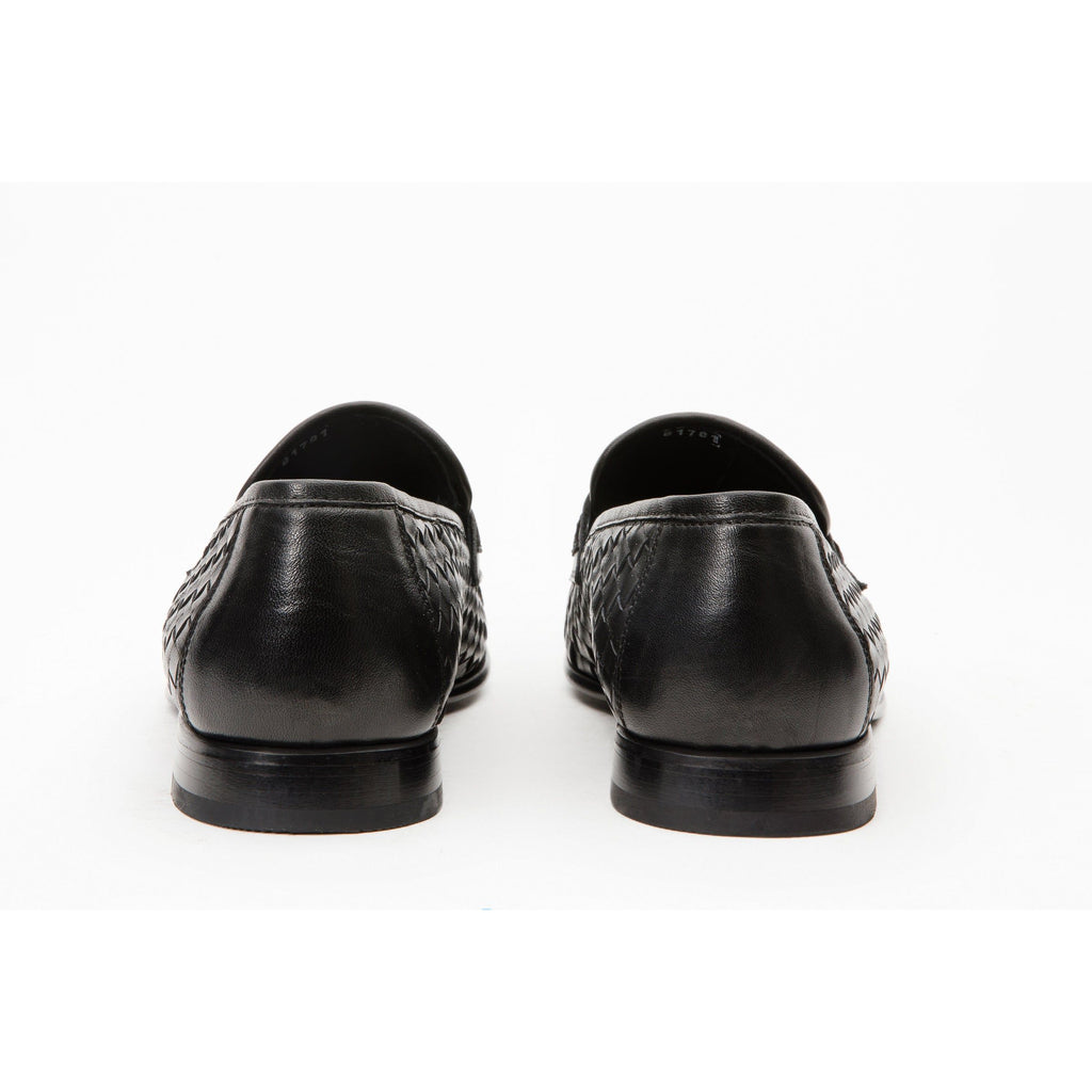 The Grand Woven Leather Black  Men Shoe Penny Loafer