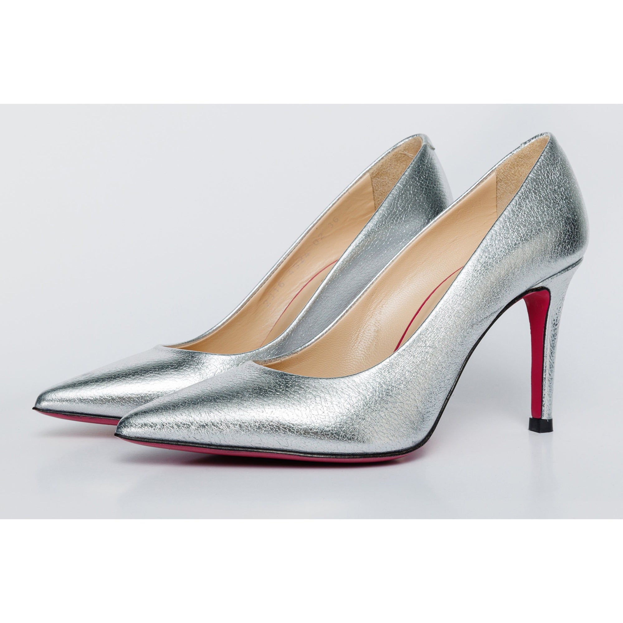 The Ege Silver Leather Pump Fuchsia Sole Women Shoe