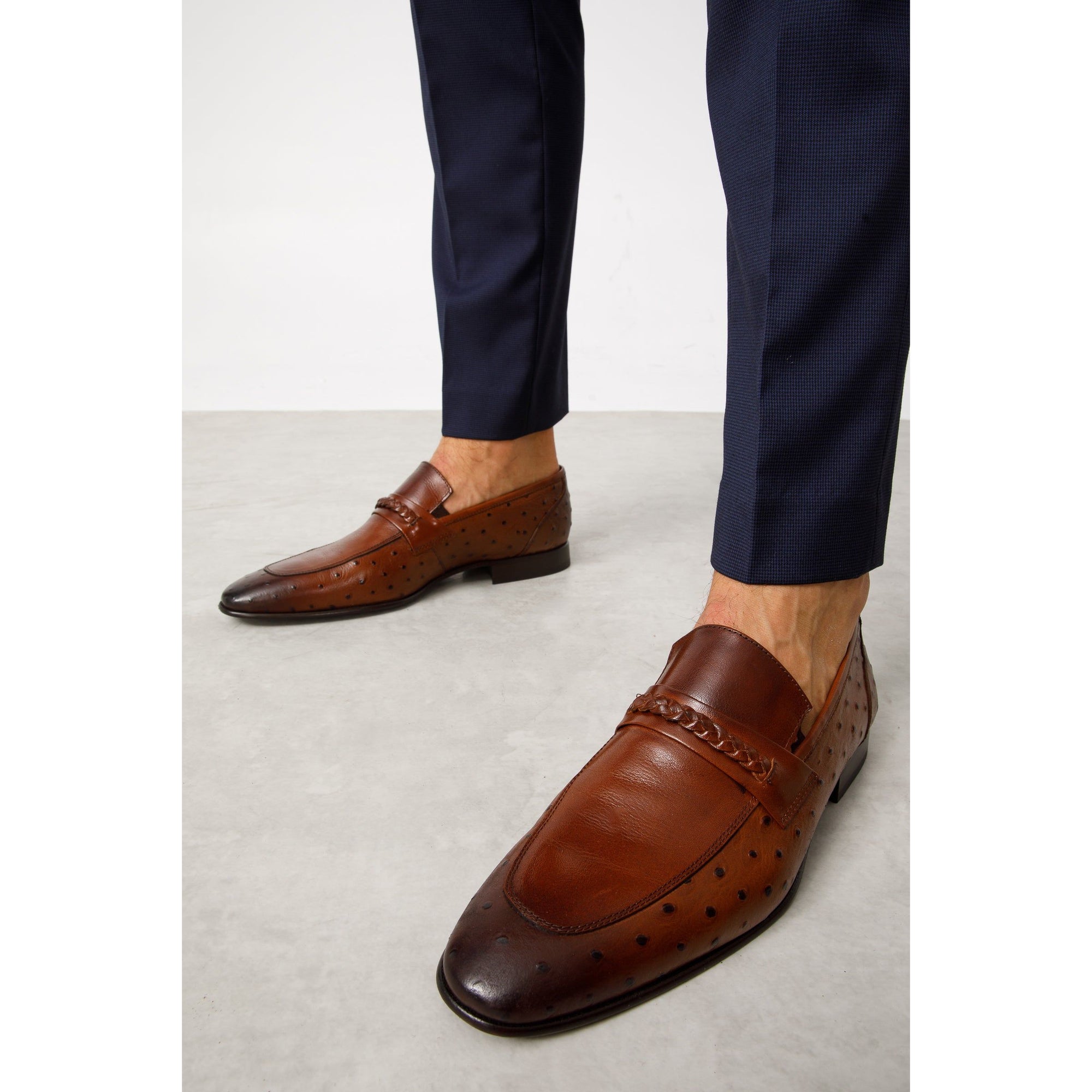 The Johannesburg Brown Leather Dress Loafer Men  Shoe
