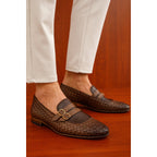 Vinci The Vatra Tan Woven Double Monk Strap Men Shoes